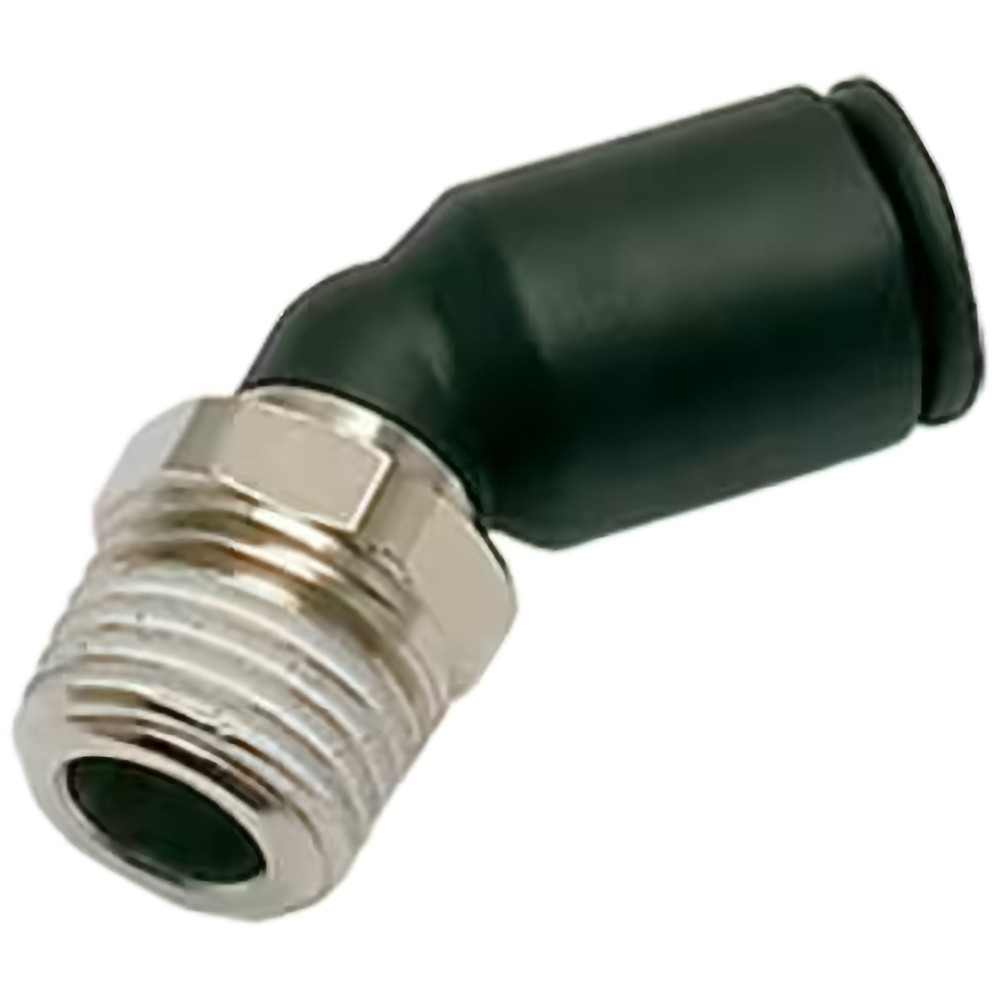 Legris Push-to-Connect Tube x MNPT Fitting: 45 Deg Elbow, NPT, 3/8" OD - 3113 60 18