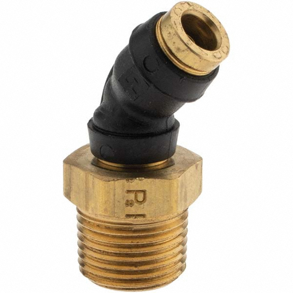Legris Push-to-Connect Tube x MNPT Fitting: 45 Deg Elbow, NPT, 3/8" OD - 3113 60 18