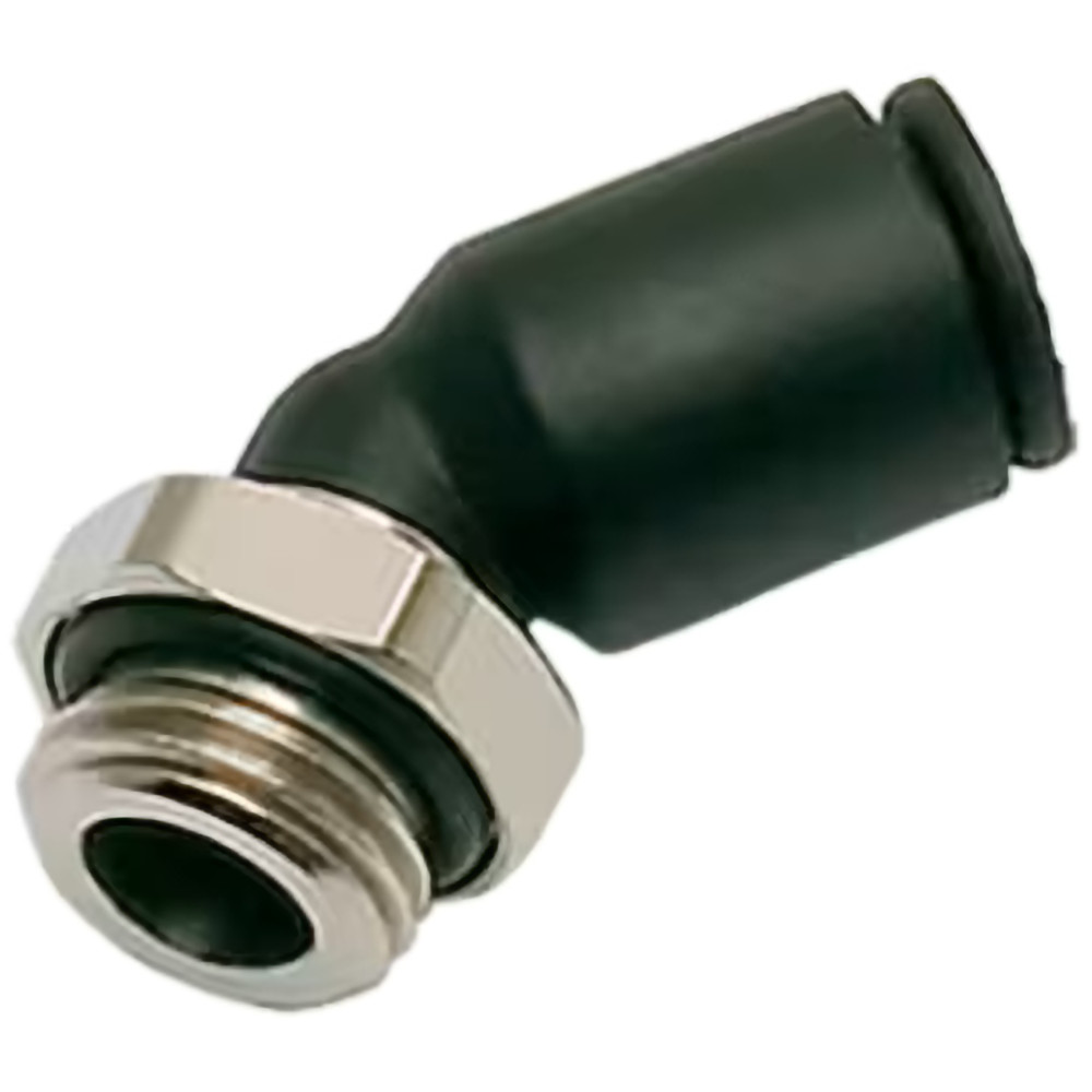 Legris Push-to-Connect Tube x MNPT Fitting: 45 Deg Elbow, NPT, 3/8" OD - 3113 60 18