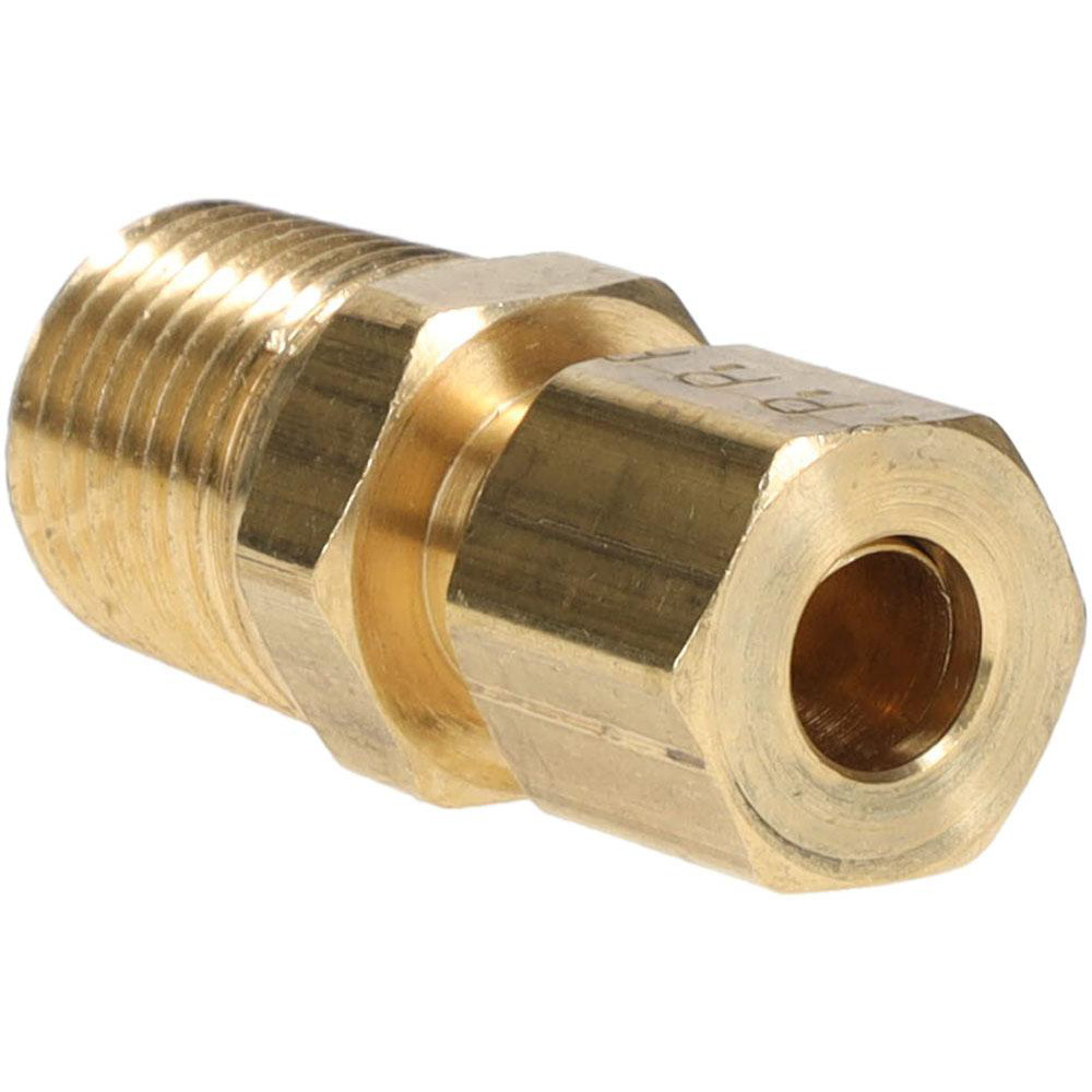 Parker Compression Tube Male Connector: 1/4-18, 1/4" Tube OD, Compression x MNPTF - 68C-4-4