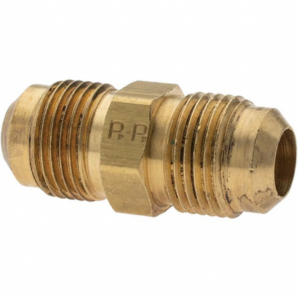 Parker Brass Flared Tube Union: 3/8" OD, 5/8-18 Thread, 45 deg Flared Angle - -11012-4