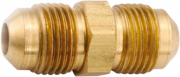 Parker Brass Flared Tube Union: 3/8" OD, 5/8-18 Thread, 45 deg Flared Angle - -11012-4