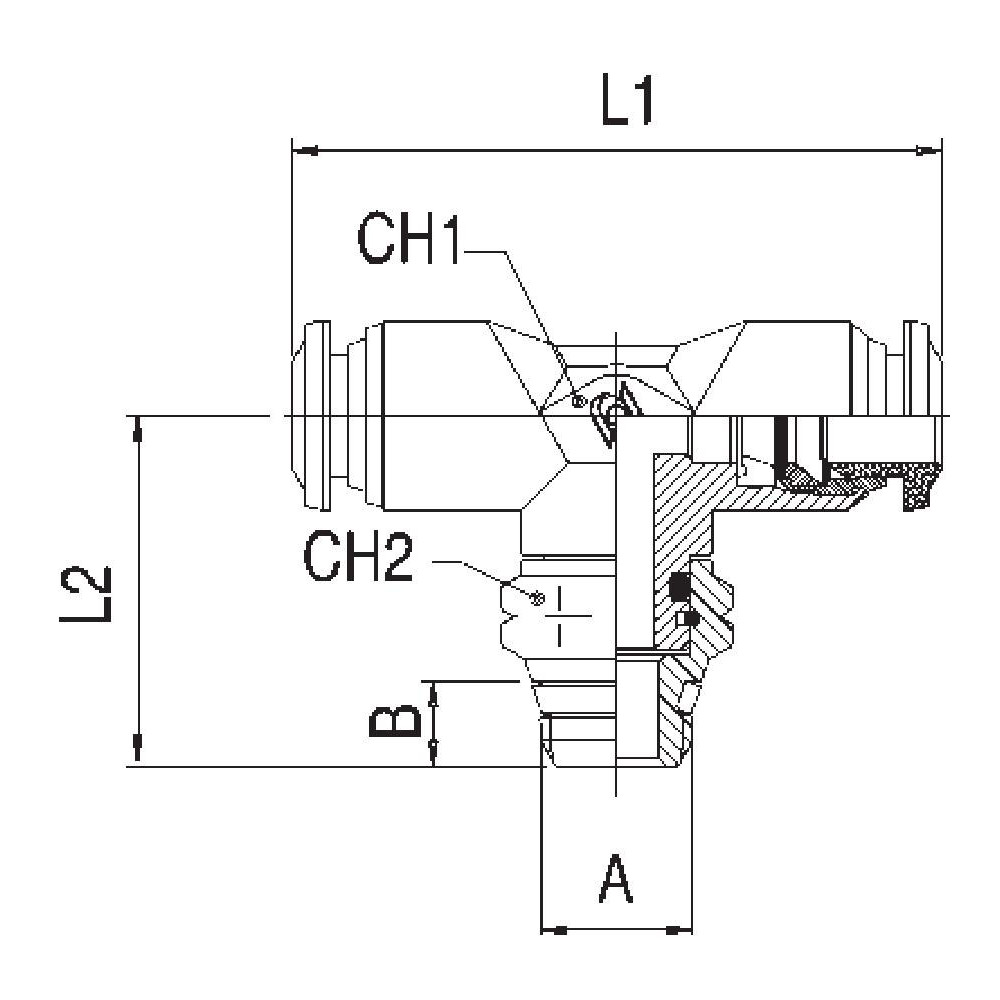 Aignep USA Push-to-Connect Tube x Universal Thread Fitting: Swivel Branch Tee, Universal, 8.00 mm OD - 50210N-8-1/4