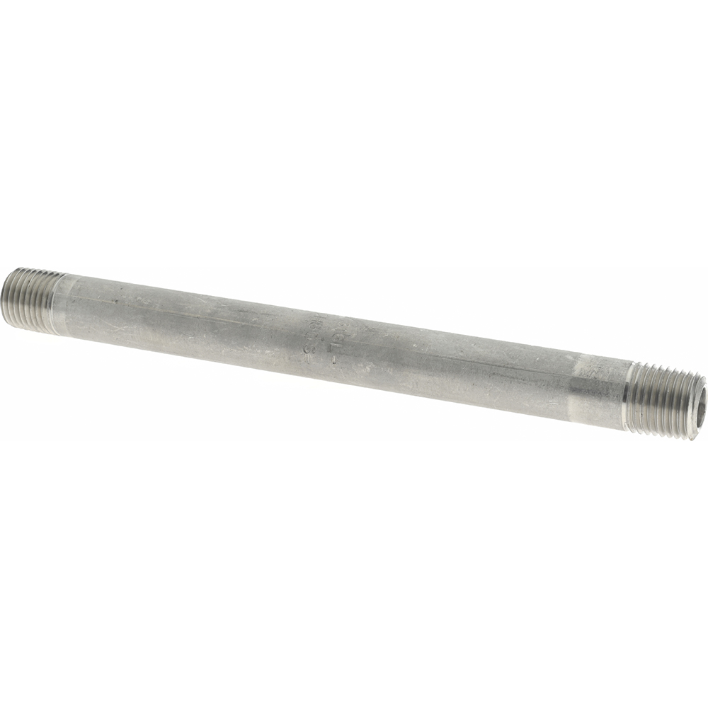 Merit Brass Stainless Steel Pipe Nipple: 1/4" Pipe, Grade 304 & 304L - 4504-150