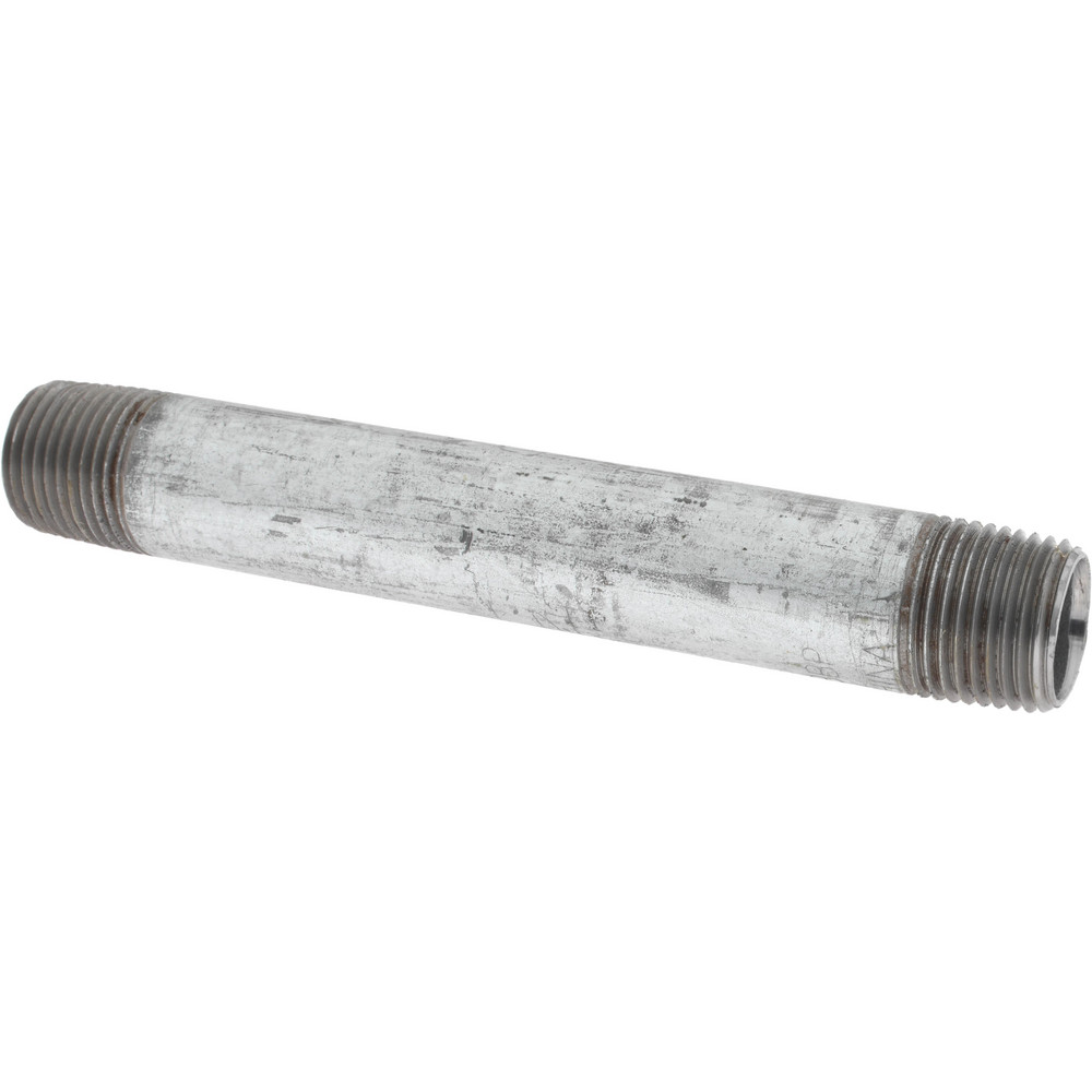 Value Collection Galvanized Pipe Nipple: 1/2", 6" Long, Schedule 40, Steel - MSCNG04060