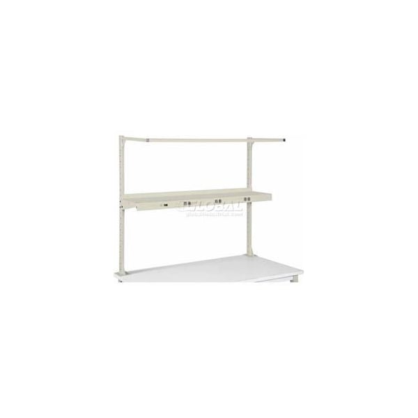 Global Equipment Steel Riser Shelf W/ 3 Outlets, 48"W x 12"D, Tan - 249294ATN