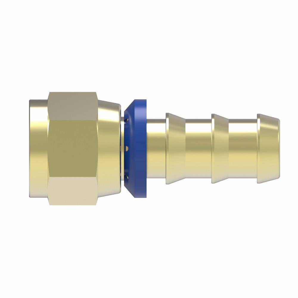 Eaton Barbed Push-On Hose Female Connector: 9/16-18 UNF, Brass, 3/8" Barb - 10006B-606