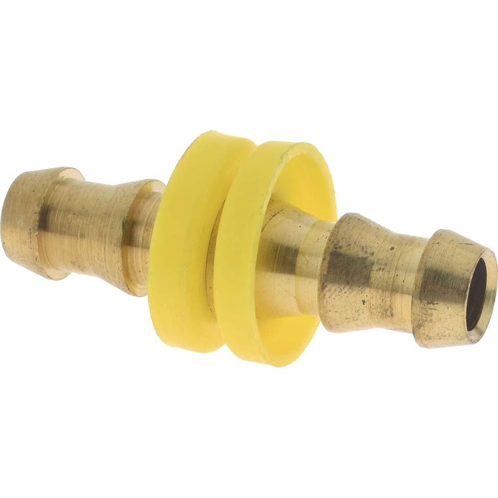 Eaton Barbed Push-On Hose Female Connector: 9/16-18 UNF, Brass, 3/8" Barb - 10006B-606
