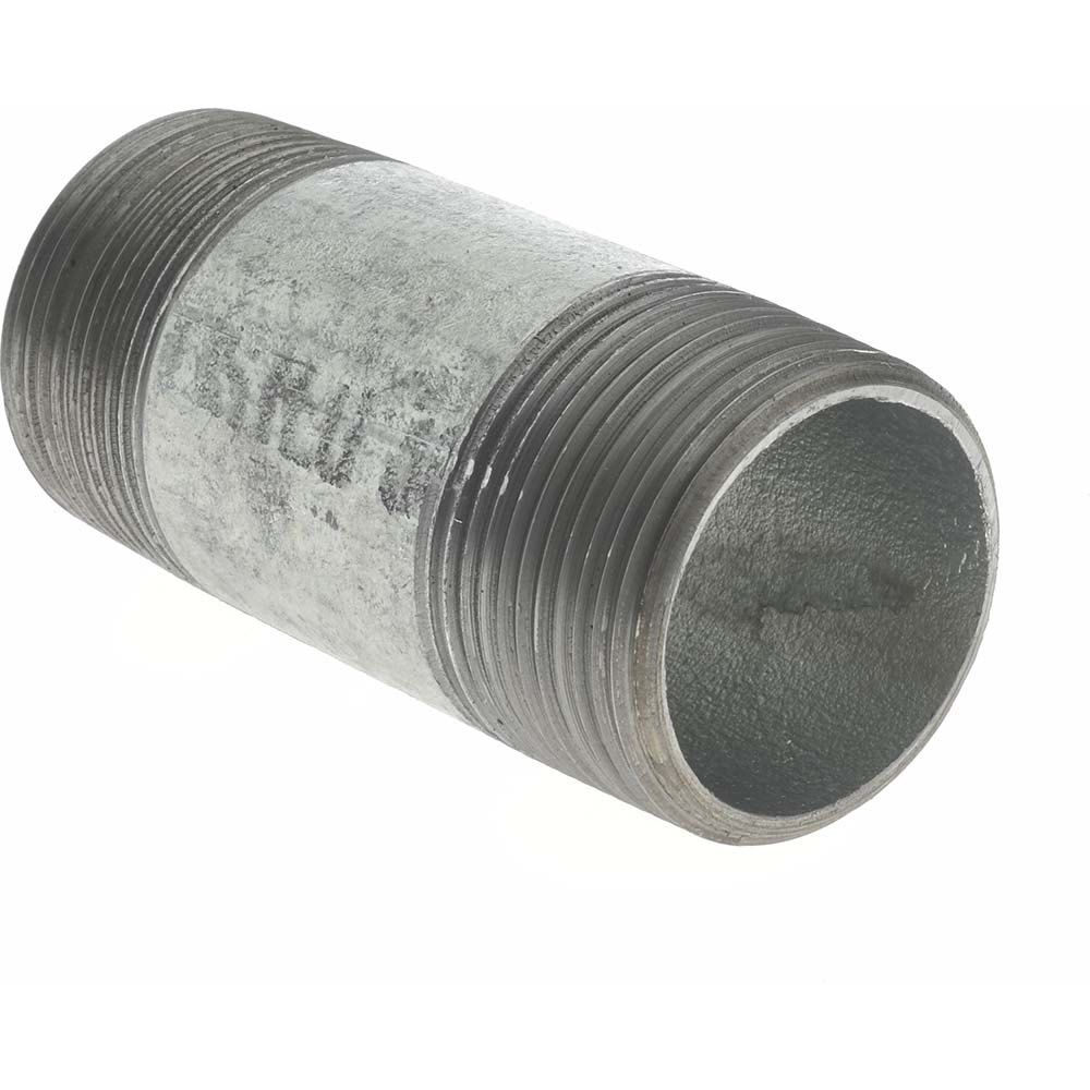 Anvil Galvanized Pipe Nipple: 1-1/4", 3-1/2" Long, Schedule 40, Steel - 0331029009