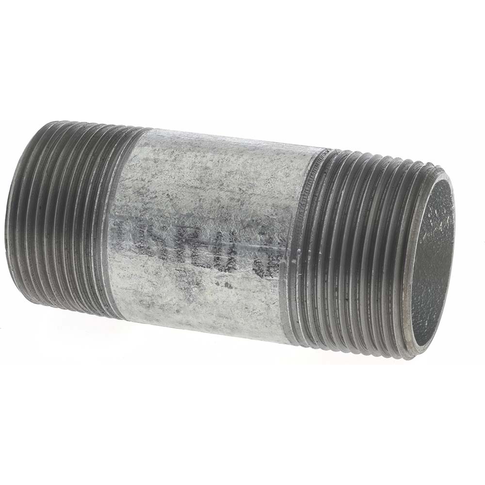Anvil Galvanized Pipe Nipple: 1-1/4", 3-1/2" Long, Schedule 40, Steel - 0331029009