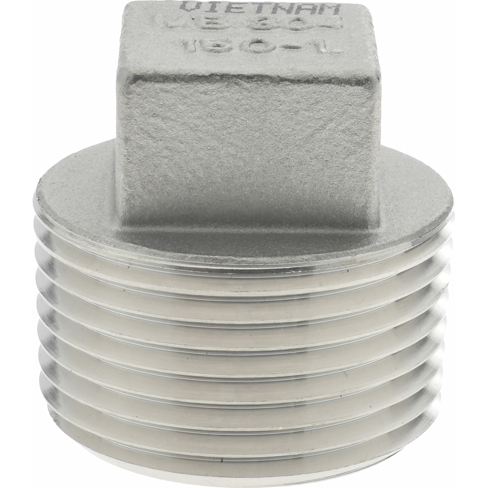 Merit Brass Pipe Square Head Plug: 1/8", 304 & 304L Stainless Steel - 3417DA-02
