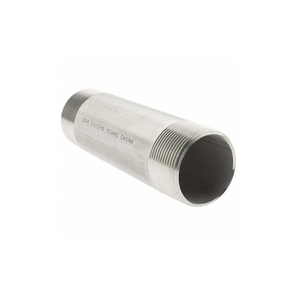 Value Collection Stainless Steel Pipe Nipple: 1-1/2" Pipe, Grade 304 & 304L - 4BN11/2*6