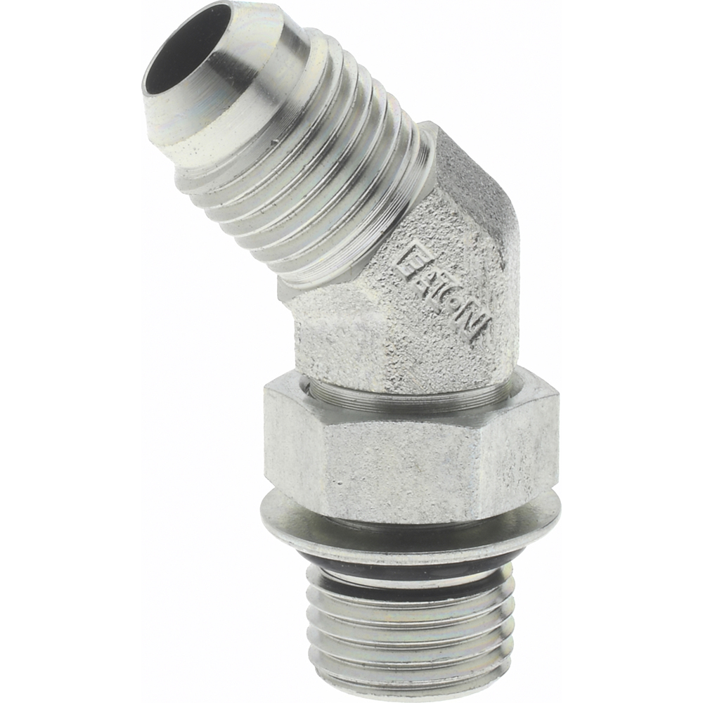 Eaton Steel Flared Tube 45 Deg Straight Thread Elbow: 1/2" OD, 37 deg Flared Angle - 2061-8-8S