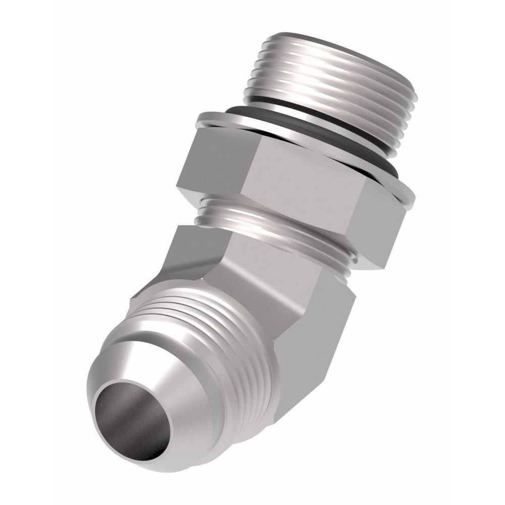 Eaton Steel Flared Tube 45 Deg Straight Thread Elbow: 1/2" OD, 37 deg Flared Angle - 2061-8-8S
