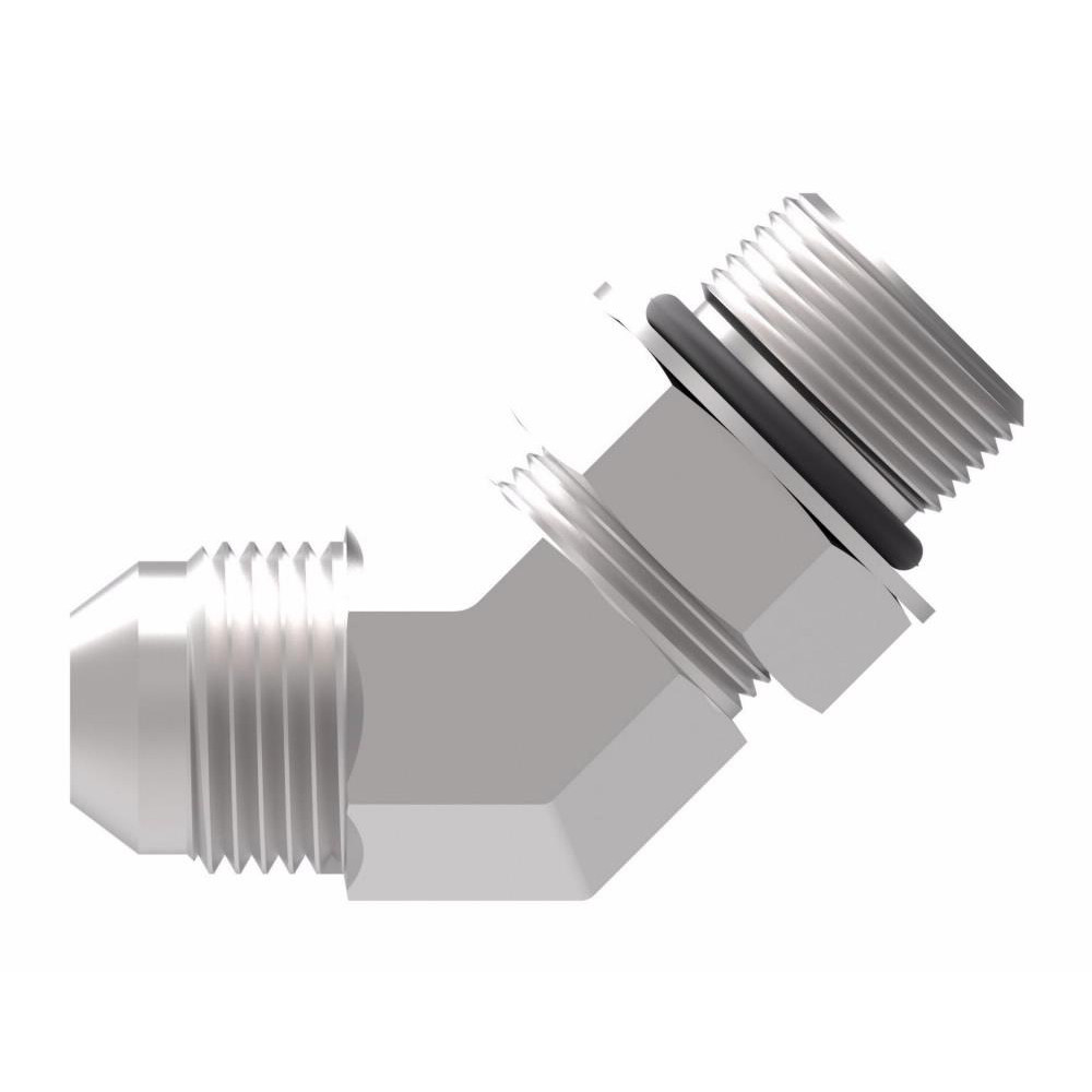 Eaton Steel Flared Tube 45 Deg Straight Thread Elbow: 1/2" OD, 37 deg Flared Angle - 2061-8-8S