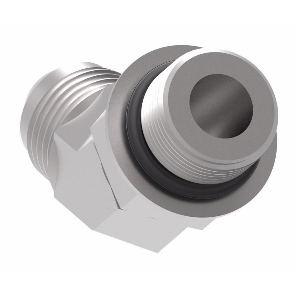 Eaton Steel Flared Tube 45 Deg Straight Thread Elbow: 1/2" OD, 37 deg Flared Angle - 2061-8-8S