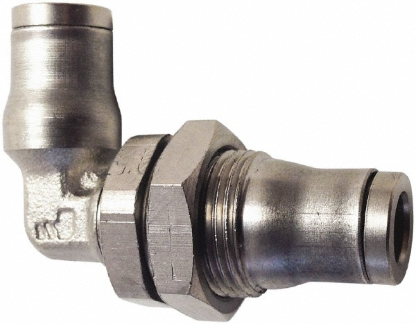 Legris Push-to-Connect Tube x Tube Fitting: Bulkhead Elbow, 6.00 mm OD - 3639 06 00