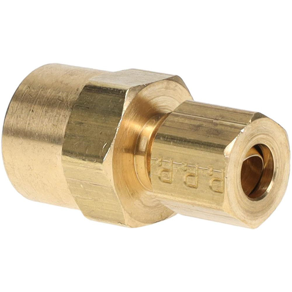 Parker Compression Tube Female Connector: 1/4-18, 1/4" Tube OD, Compression x FNPT - 66C-4-4