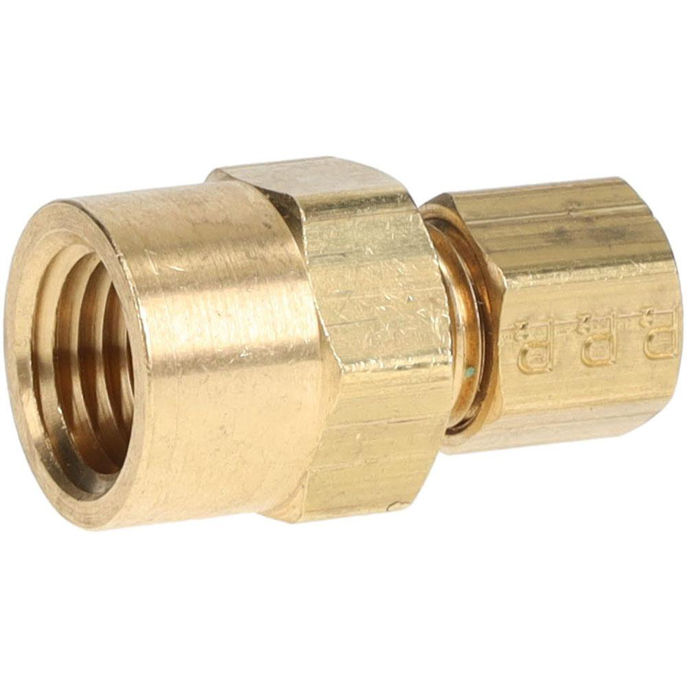 Parker Compression Tube Female Connector: 1/4-18, 1/4" Tube OD, Compression x FNPT - 66C-4-4