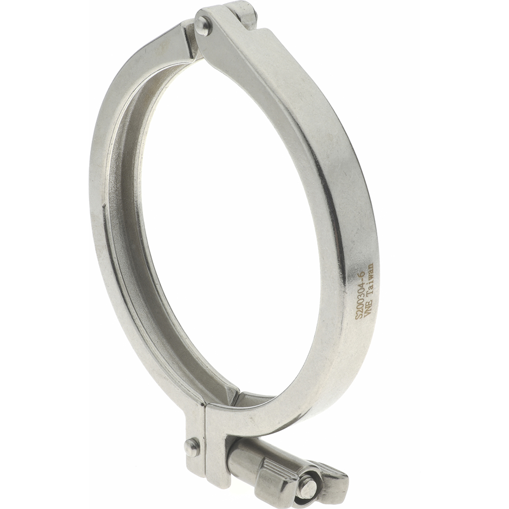 VNE Sanitary Stainless Steel Pipe Clamp with Holed Wing Nut: 3/4", Clamp Connection - 13MHHM.75-H