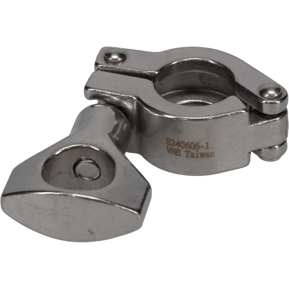 VNE Sanitary Stainless Steel Pipe Clamp with Holed Wing Nut: 3/4", Clamp Connection - 13MHHM.75-H