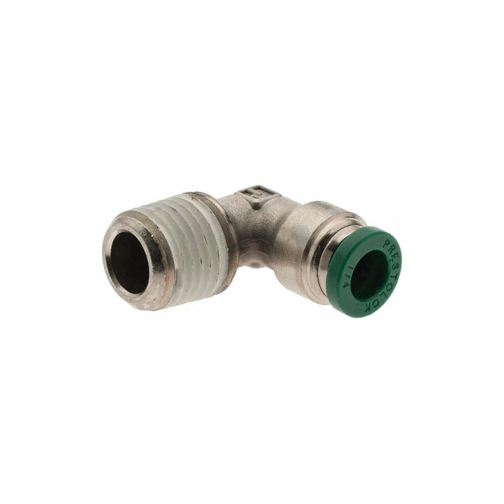 Parker Push-to-Connect Tube x MNPT x Tube x Male Fitting: 90 deg Elbow, NPTF, 1/4" OD - KP80488