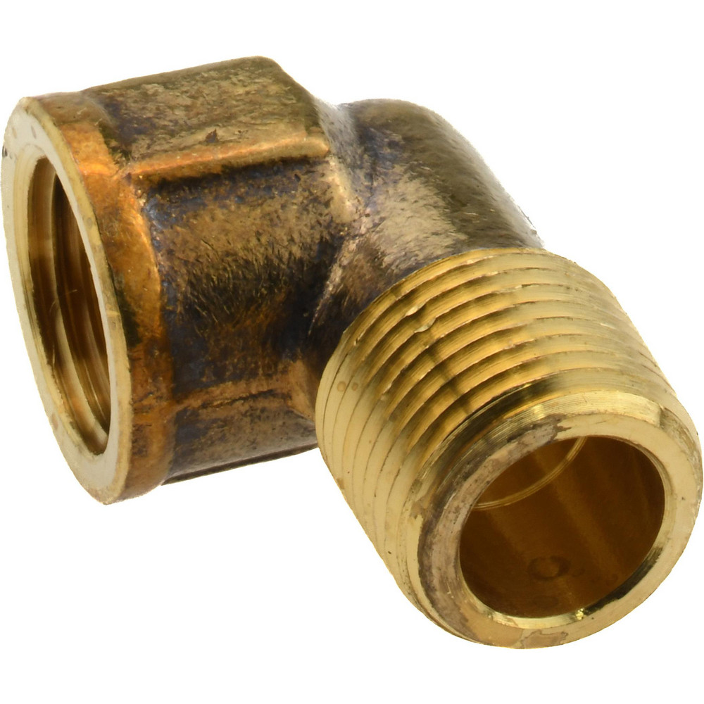 CerroBrass Industrial Pipe 90 ° Street Elbow: 3/8" Female Thread, 3/8" Male Thread, MNPTF x FNPTF - 28158
