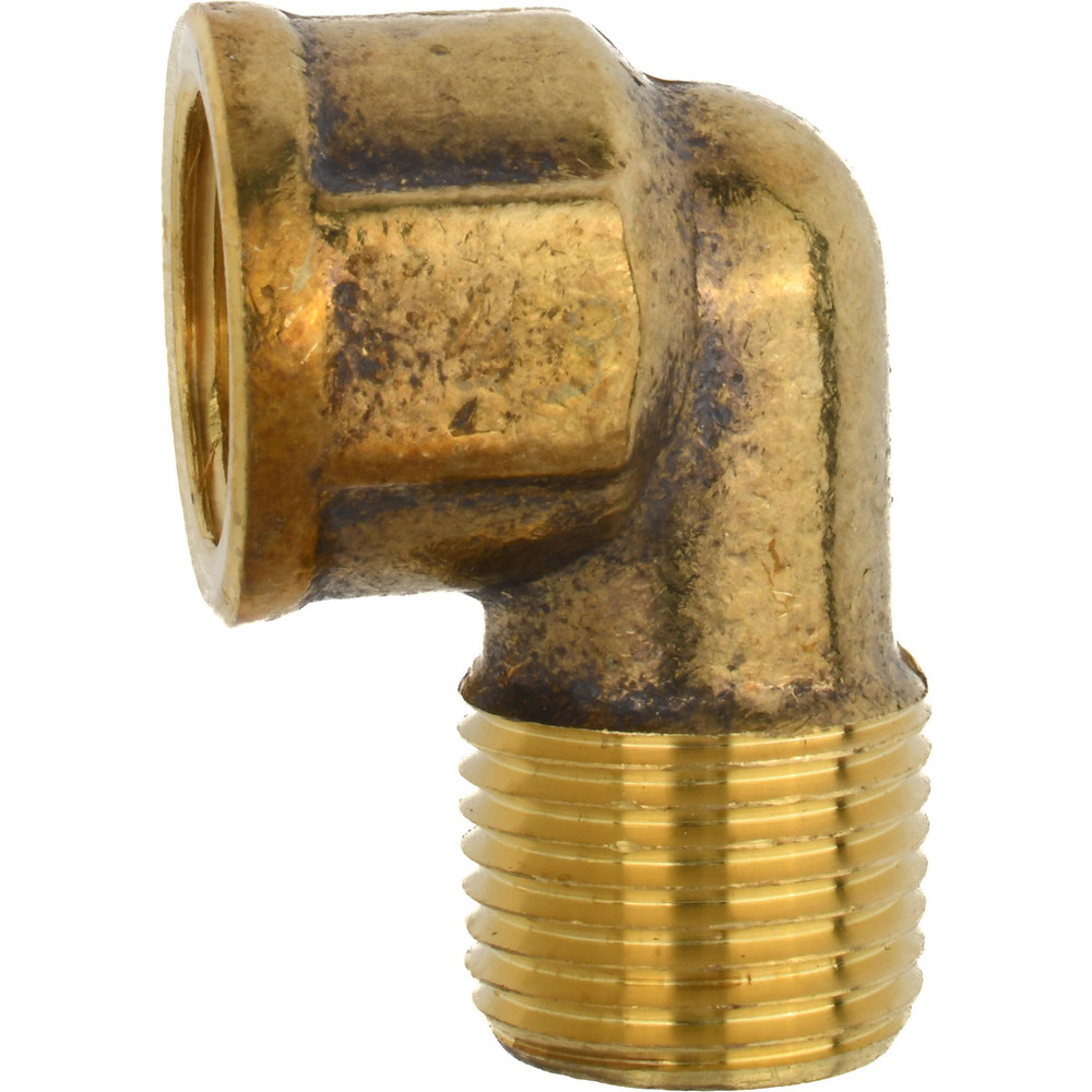 CerroBrass Industrial Pipe 90 ° Street Elbow: 3/8" Female Thread, 3/8" Male Thread, MNPTF x FNPTF - 28158