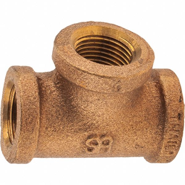 Merit Brass Brass Pipe Tee: 3/8" Fitting, Threaded, FNPT x FNPT x FNPT, Class 125, Lead Free - XNL106-06