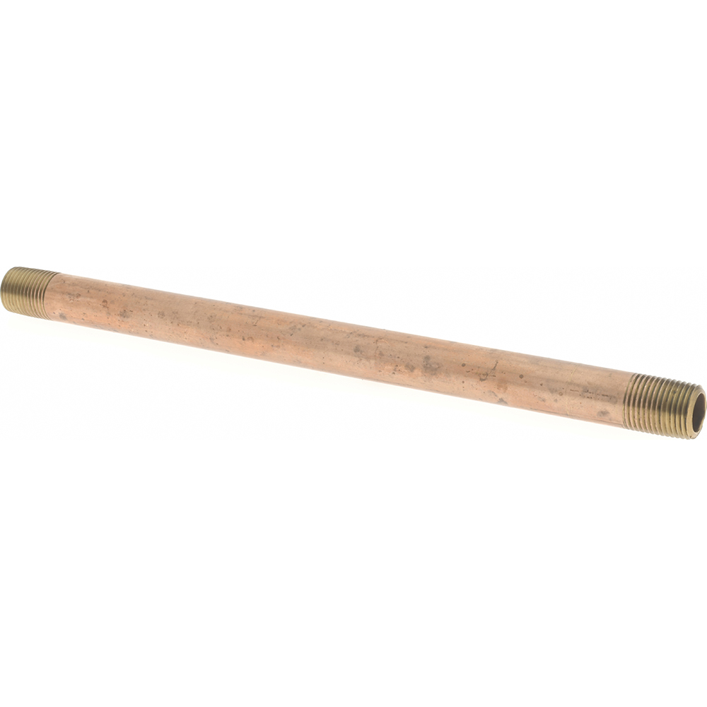 Merit Brass Brass Pipe Nipple: Threaded on Both Ends, 1-1/2" OAL, 1/8" NPT - 2102-150