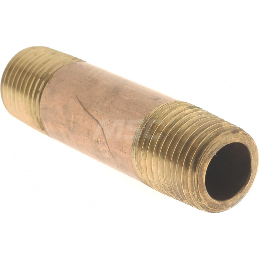 Merit Brass Brass Pipe Nipple: Threaded on Both Ends, 1-1/2" OAL, 1/8" NPT - 2102-150