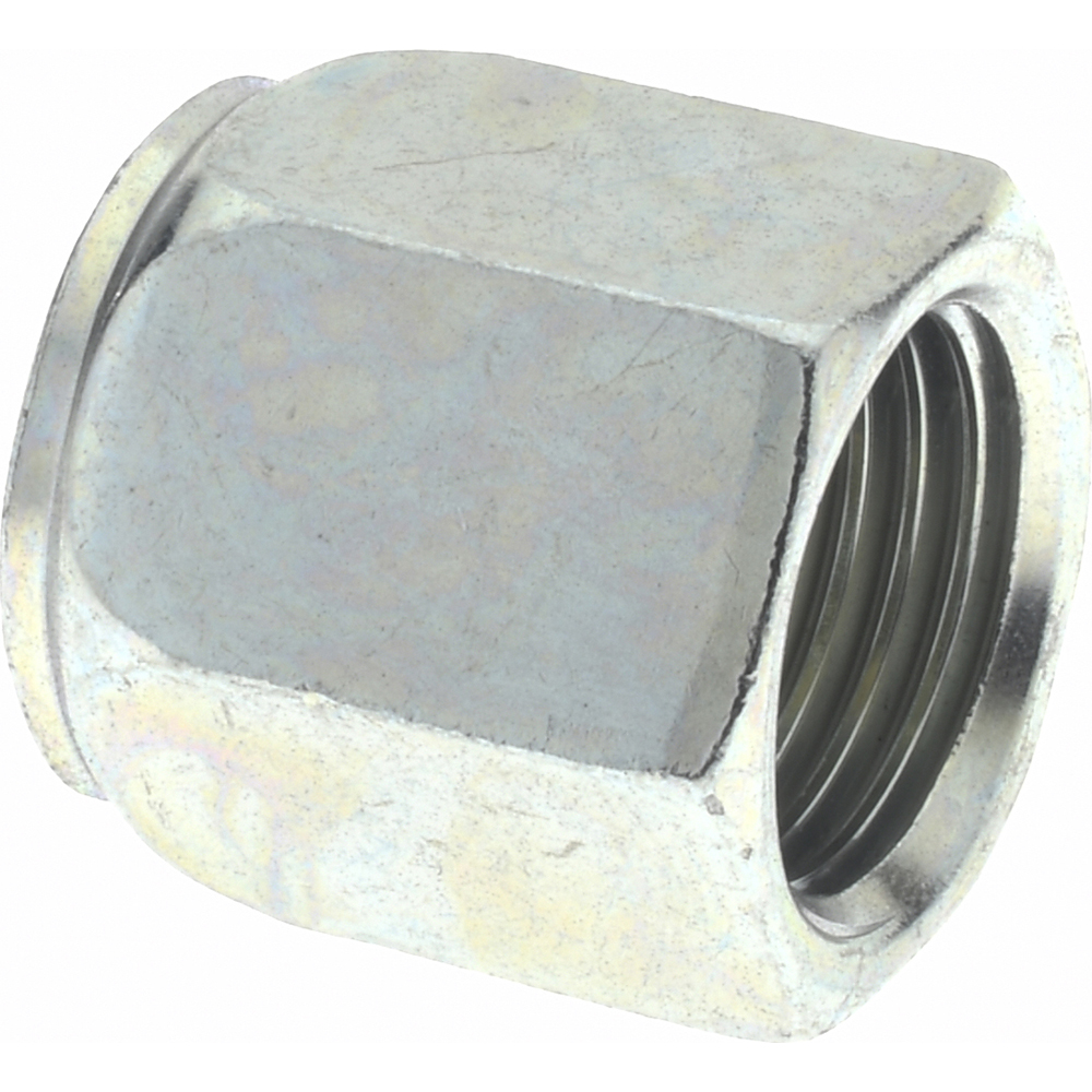 Parker Flareless Bite-Type Tube Nut: 11/16" UN & UNF, 3/8" Tube OD, Steel - 6 BU-S