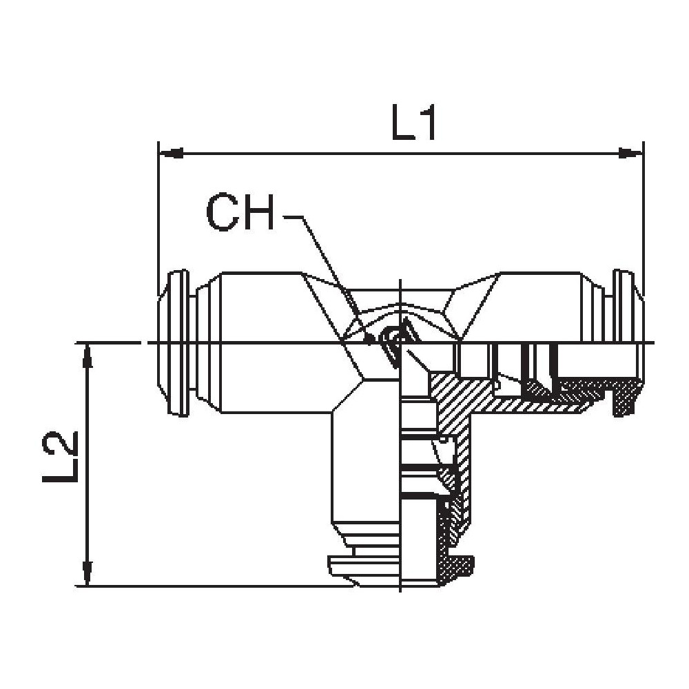 Aignep USA Push-to-Connect Tube x Tube Fitting: Union Tee, 5/32" OD - 88230-53