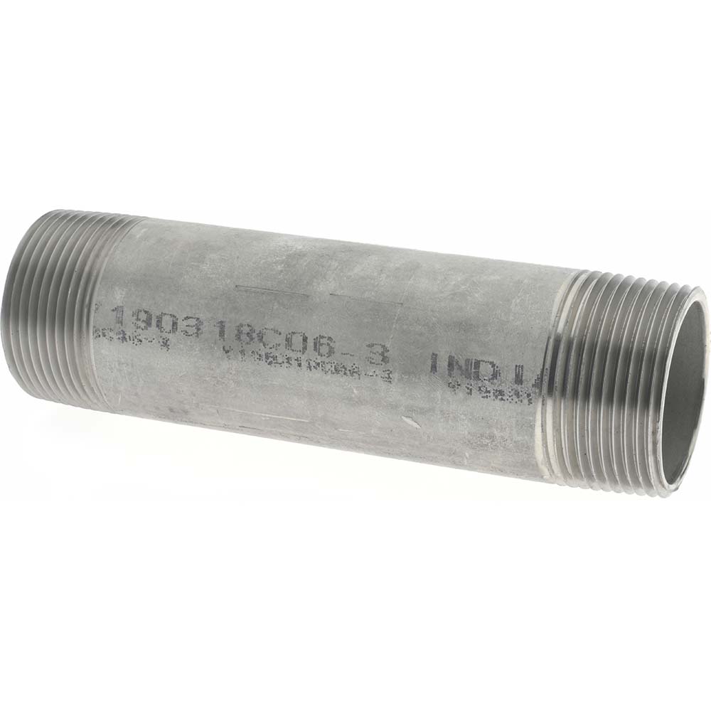 Merit Brass Stainless Steel Pipe Nipple: 1-1/4" Pipe, Grade 304 & 304L - 4020-550