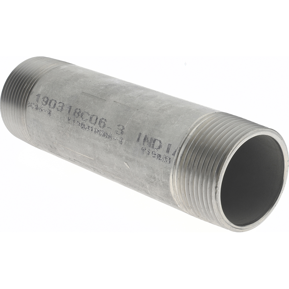 Merit Brass Stainless Steel Pipe Nipple: 1-1/4" Pipe, Grade 304 & 304L - 4020-550