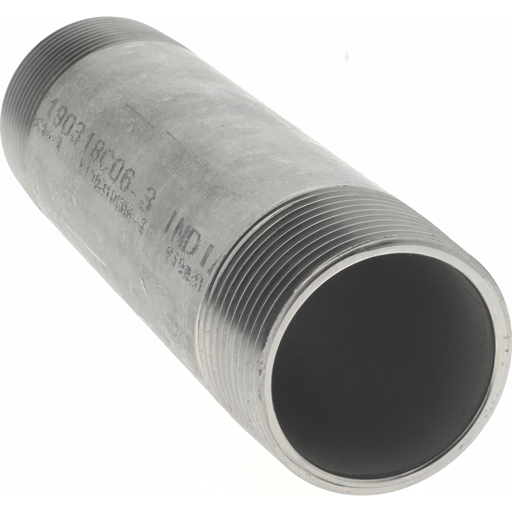 Merit Brass Stainless Steel Pipe Nipple: 1-1/4" Pipe, Grade 304 & 304L - 4020-550
