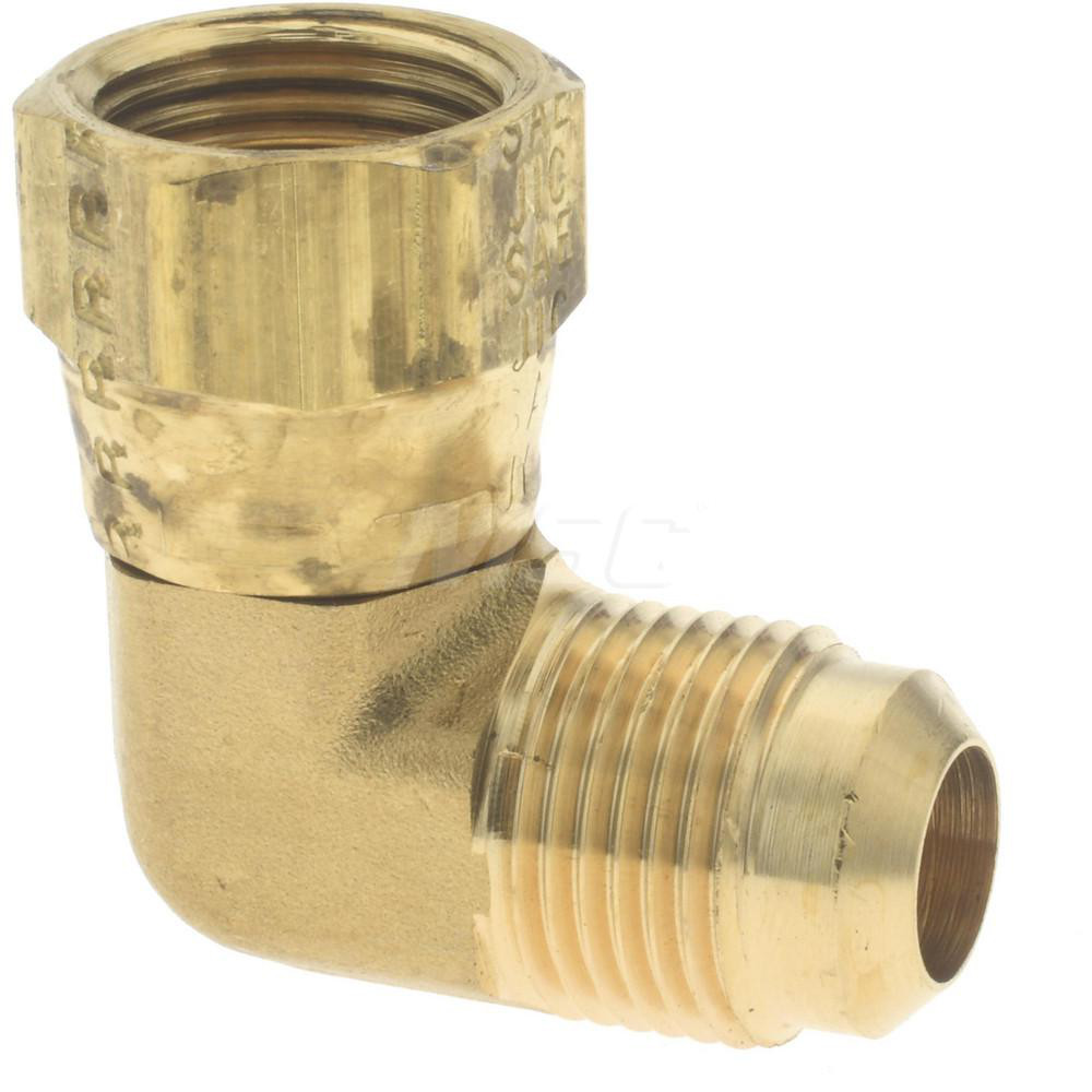 Eaton Steel Flared Tube 45 Deg Swivel Nut Elbow: 1/2" OD, 3/4-16 Thread, 37 deg Flared Angle - 2070-8-8S