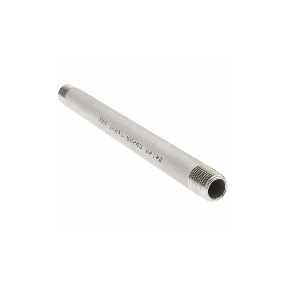 Value Collection Stainless Steel Pipe Nipple: 1/8" Pipe, Grade 304 & 304L - 4BN1/8*5