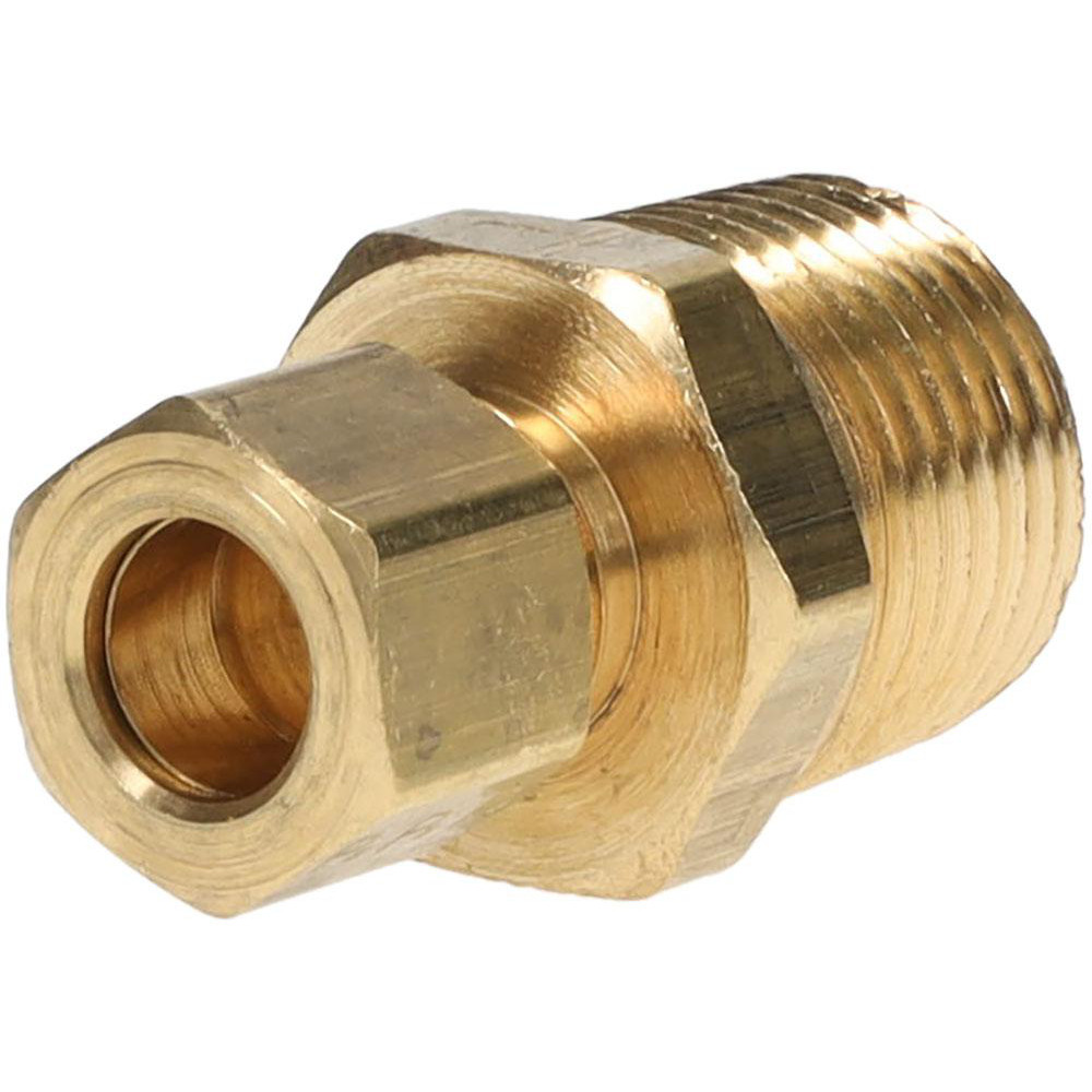 Parker Compression Tube Male Connector: 1/2-14, 3/8" Tube OD, Compression x MNPTF - 68C-6-8