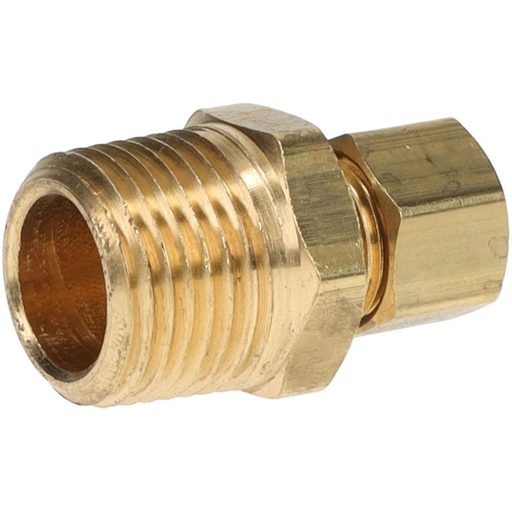 Parker Compression Tube Male Connector: 1/2-14, 3/8" Tube OD, Compression x MNPTF - 68C-6-8