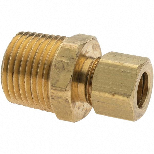 Parker Compression Tube Male Connector: 1/2-14, 3/8" Tube OD, Compression x MNPTF - 68C-6-8
