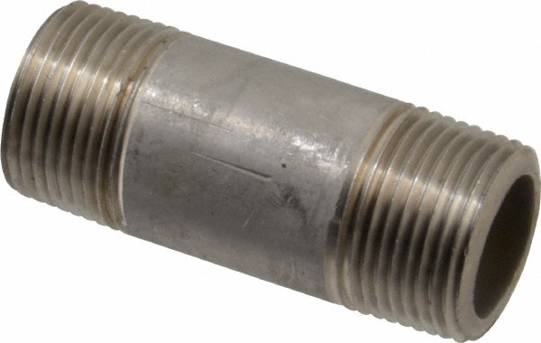 Merit Brass Stainless Steel Pipe Nipple: 3/4" Pipe, Grade 304 & 304L - 4512-250