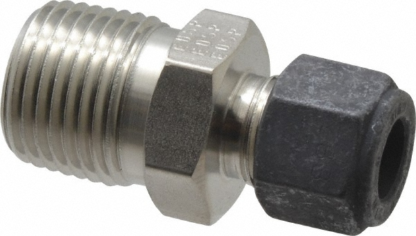 Parker Compression Tube Connector: 3/8" Tube OD, Compression x MNPT - 6-8 FBZ-SS