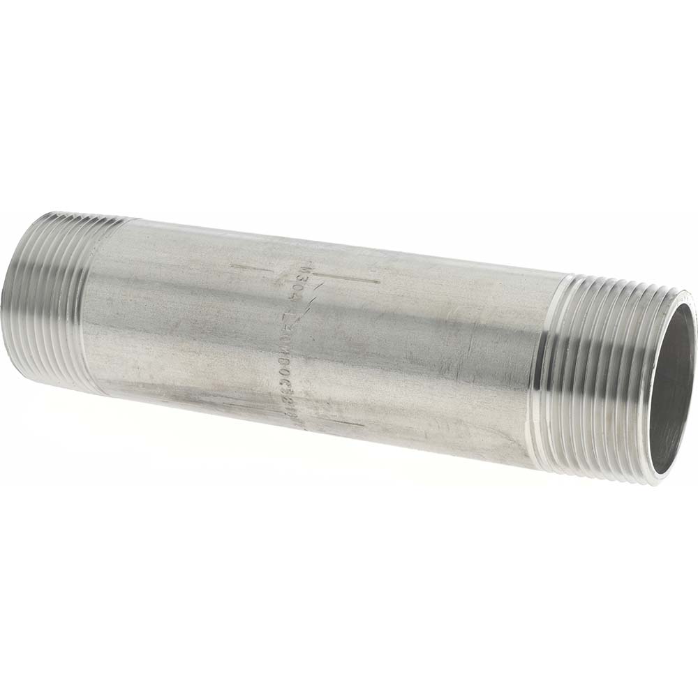 Merit Brass Stainless Steel Pipe Nipple: 1-1/4" Pipe, Grade 304 & 304L - 4020-600