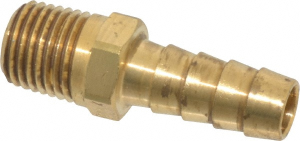 Parker Barbed Hose Fitting: 1/4" x 3/8" ID Hose, Male Connector - L125HBL-6-4