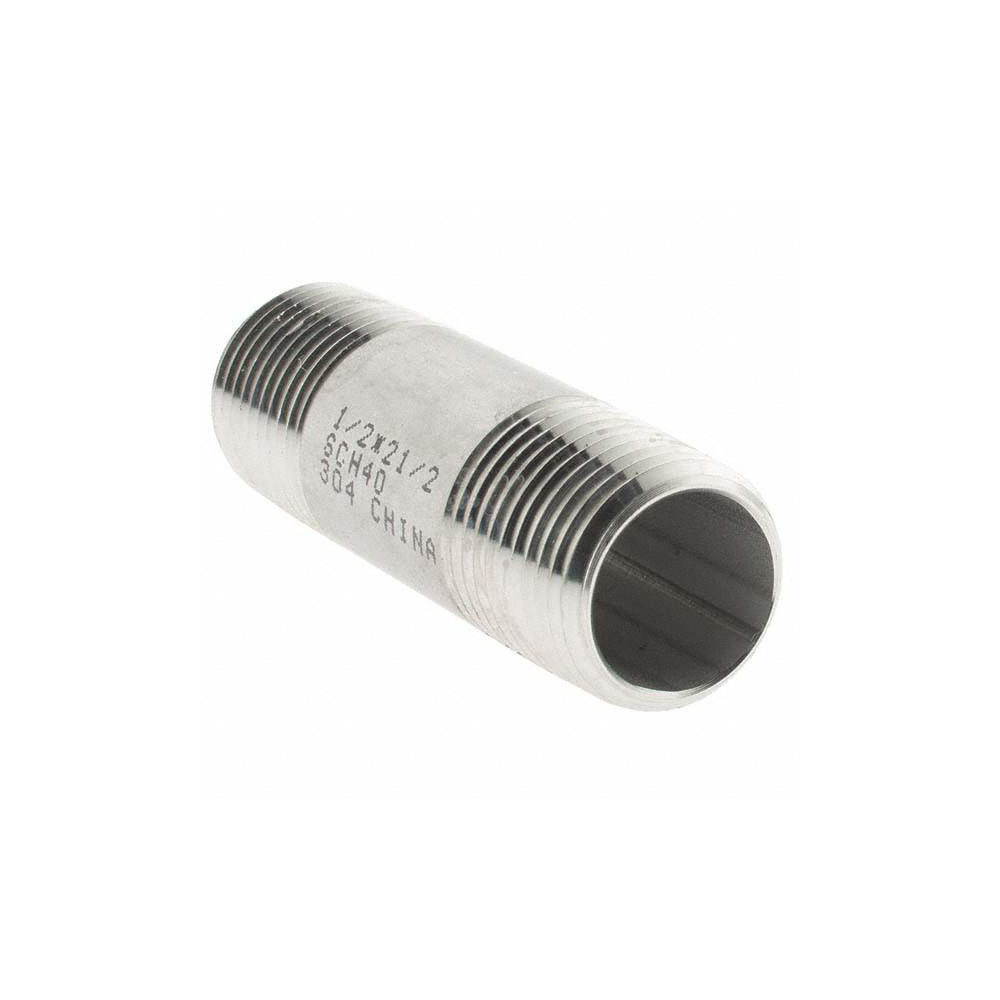 Value Collection Stainless Steel Pipe Nipple: 1/2" Pipe, Grade 304 & 304L - 4BN1/2*21/2