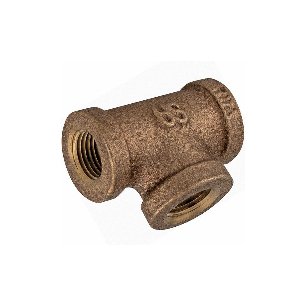 Merit Brass Brass Pipe Tee: 1/2" Fitting, Threaded, FNPT x FNPT x FNPT, Class 125, Lead Free - XNL106-08