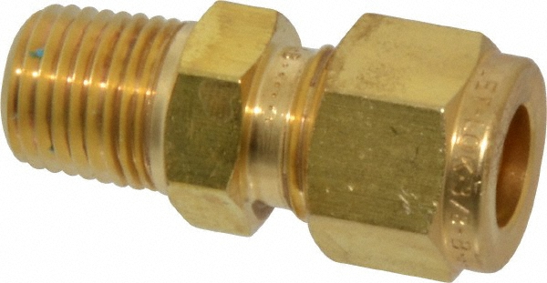 Parker Compression Tube Connector: 3/8" Tube OD, Compression x MNPT - 6-6 FBZ-SS