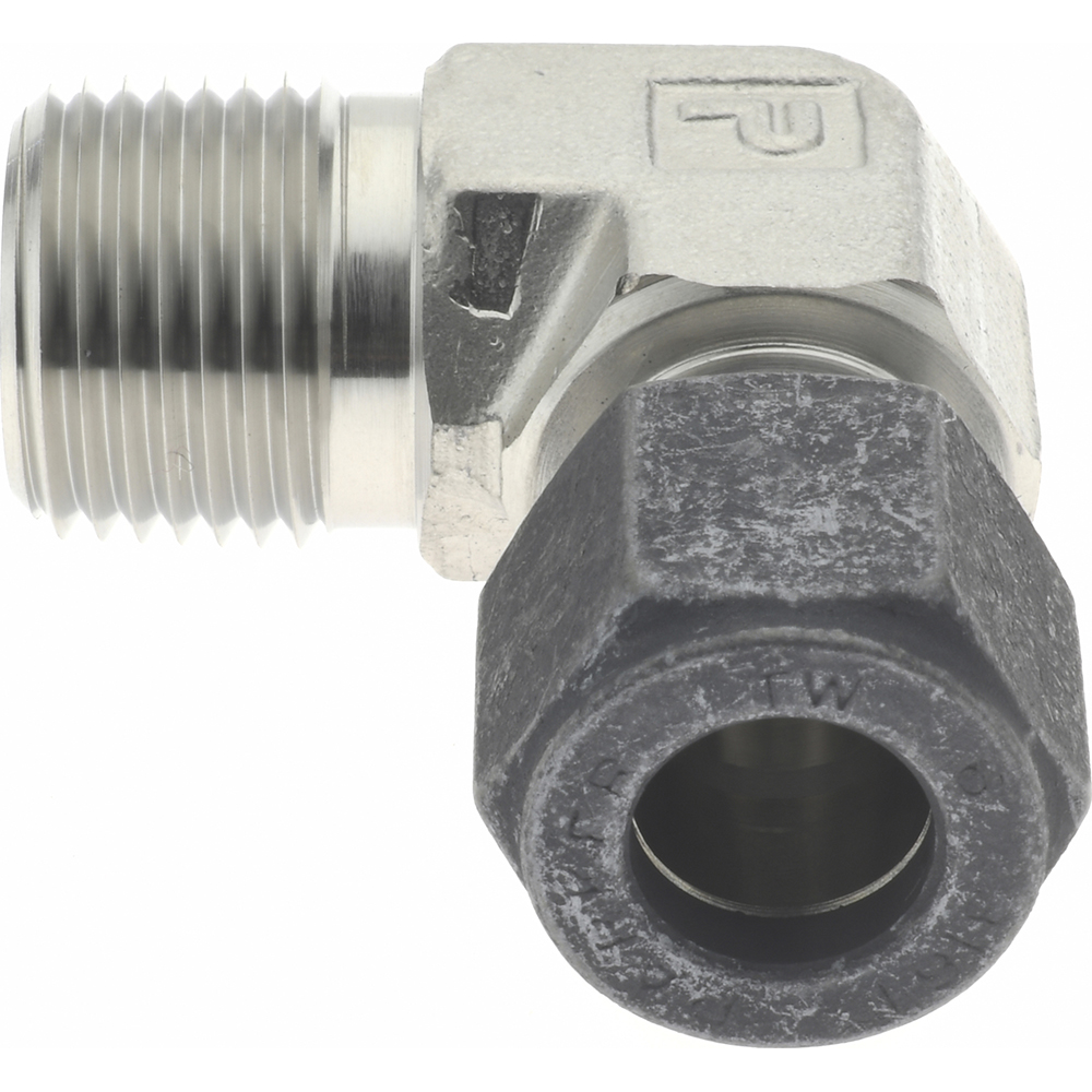 Parker Compression Tube Connector: 3/8" Tube OD, Compression x MNPT - 6-6 FBZ-SS