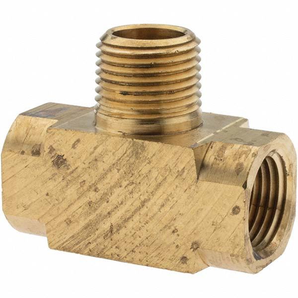 Parker Industrial Pipe Male Branch Tee: 1/8" Female Thread, 1/8" Male Thread, MNPTF x FNPTF - 11148